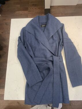 Sentaler Belted Alpaca Wool-Blend Wrap Coat in Dark Blue